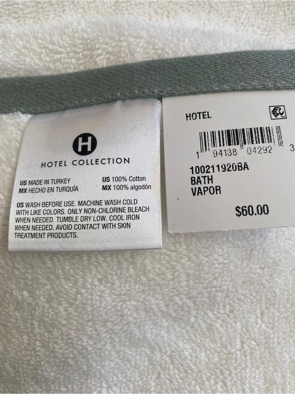 Hotel Collection BATH TOWEL 30x56 Bath Vapor